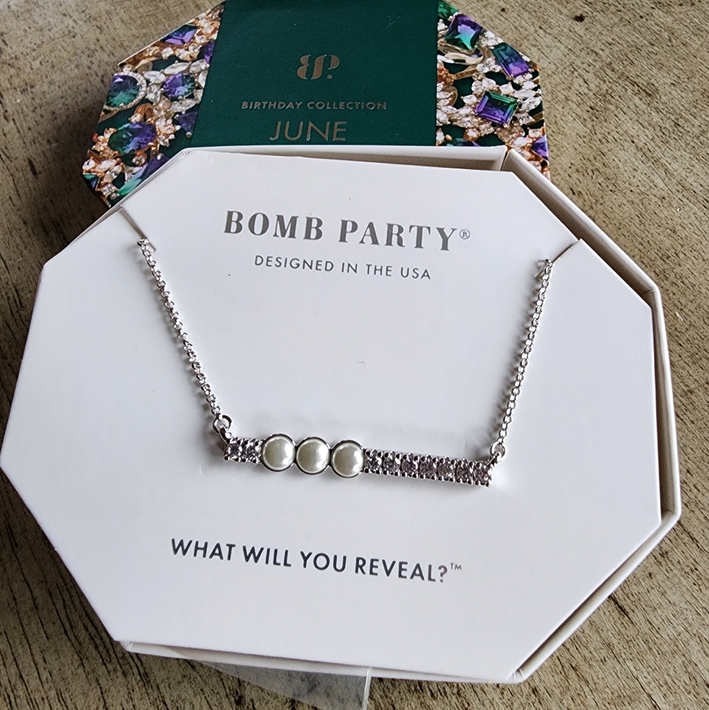 Bomb Party June 2023 Pearl Bar Necklace